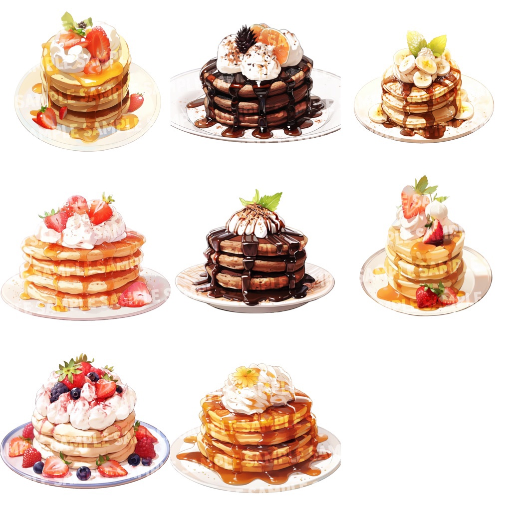 【透過素材40点】パンケーキ(png)