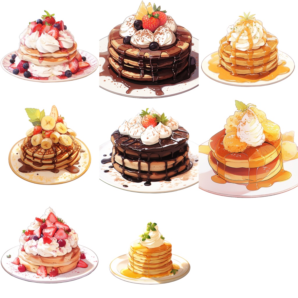 【透過済40点】パンケーキセット【png】