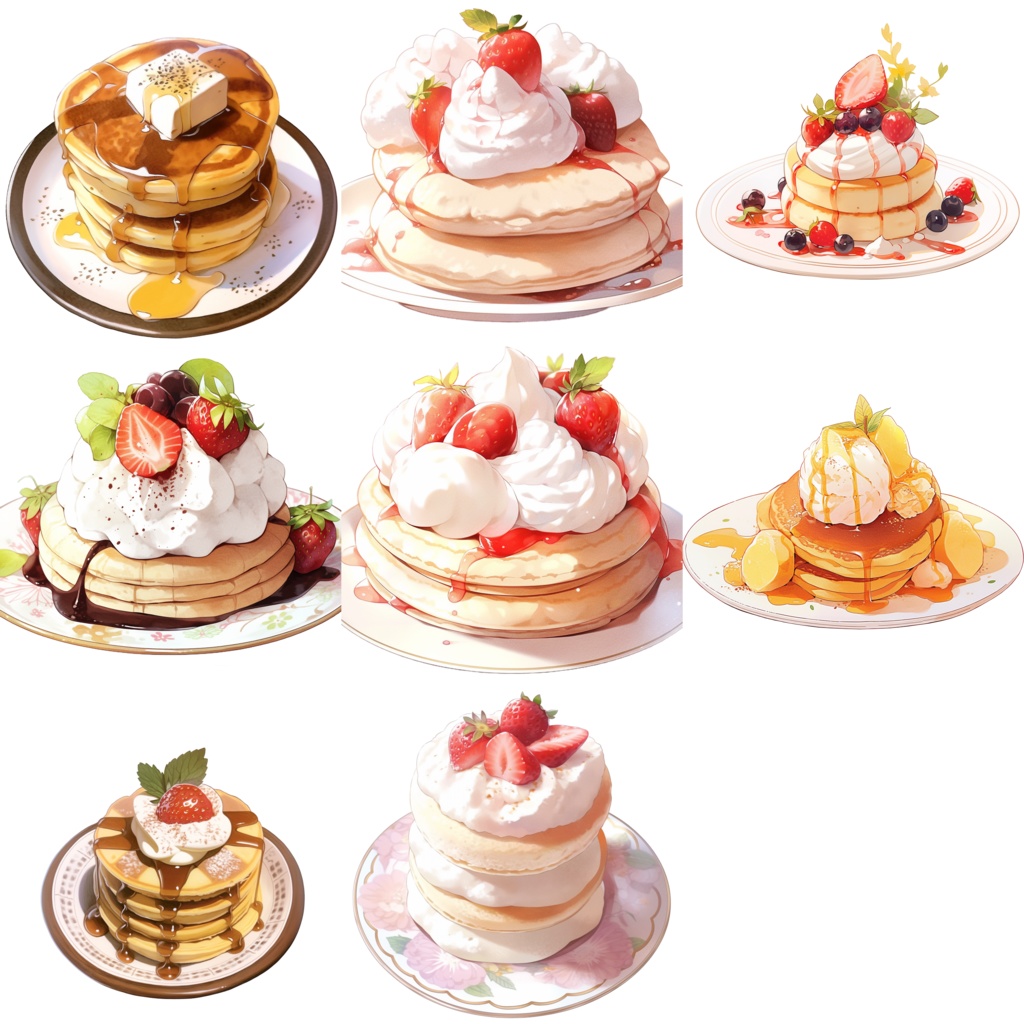 【透過済40点】パンケーキセット【png】