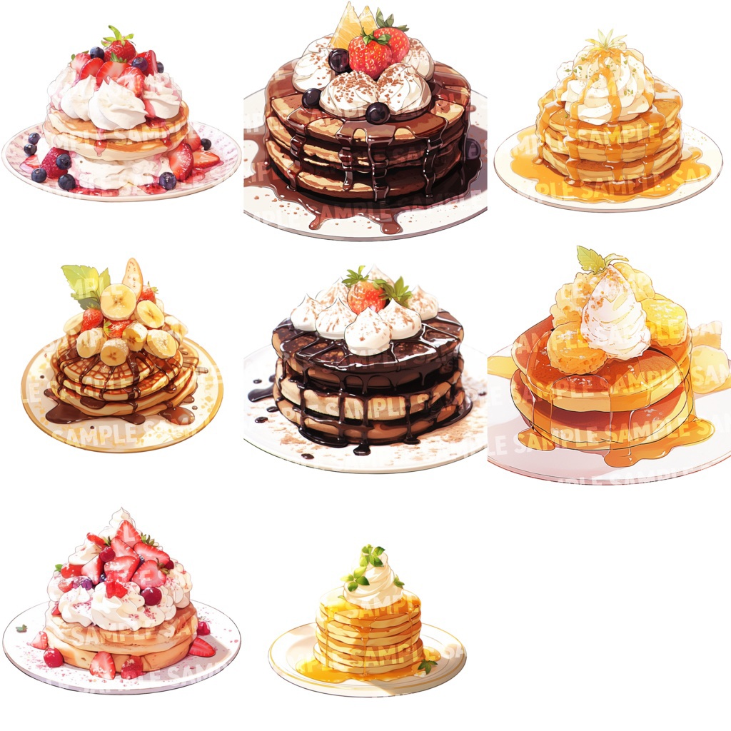 【透過素材40点】パンケーキ(png)