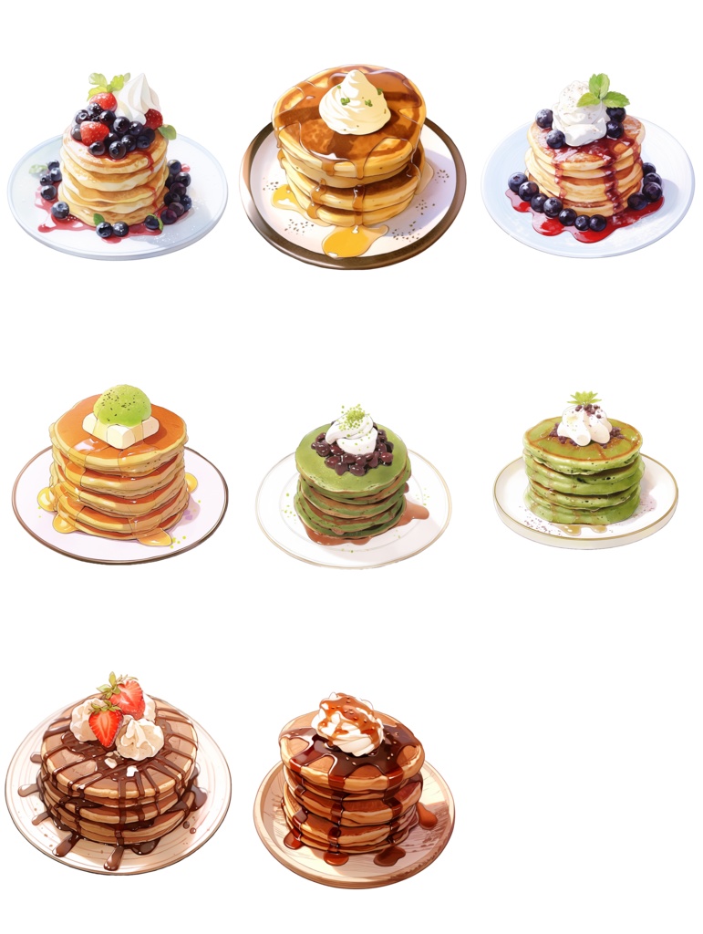 【透過済40点】パンケーキセット【png】