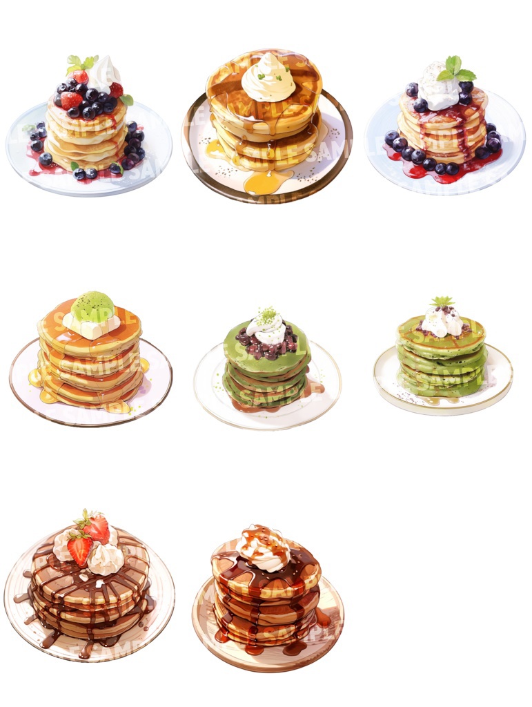 【透過素材40点】パンケーキ(png)