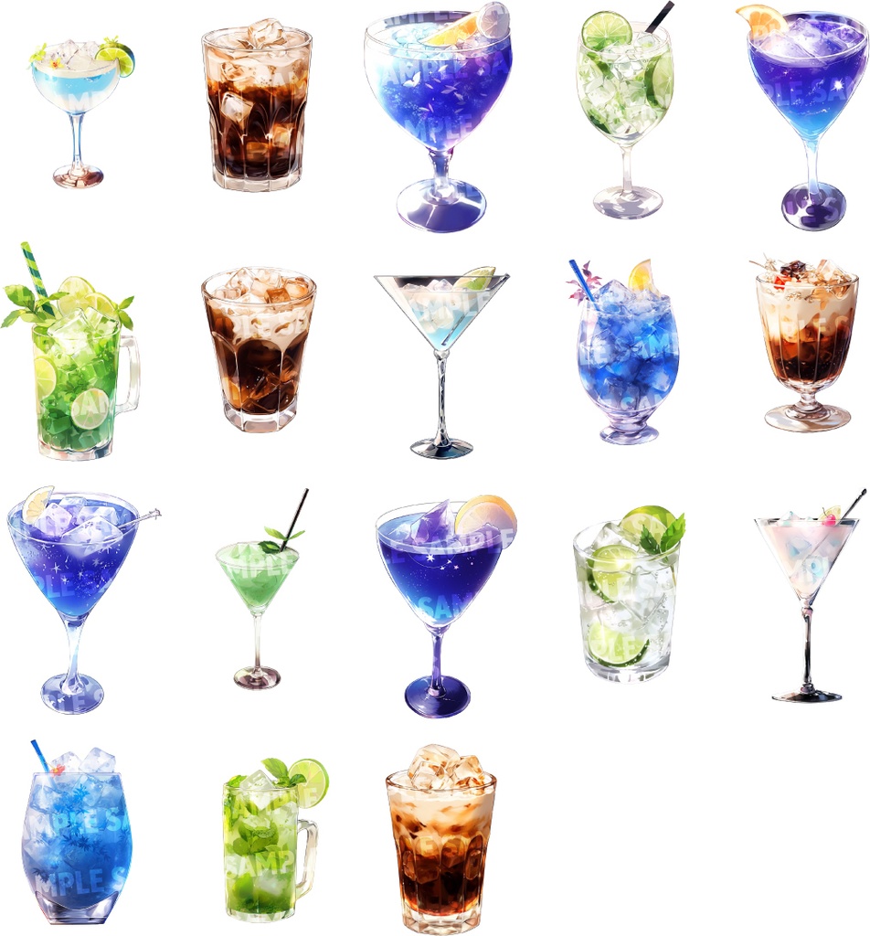 【透過素材72点】カクテル(png)