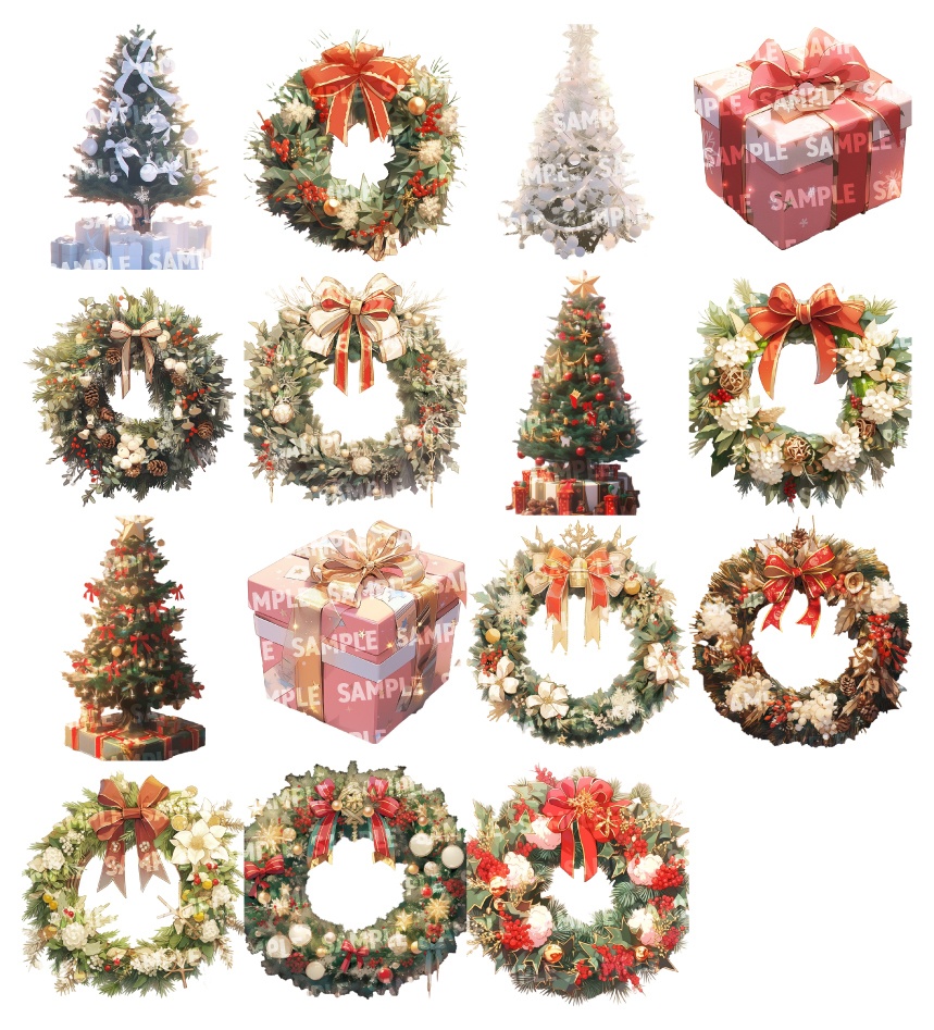 【背景/透過素材100点】クリスマスセット(png)