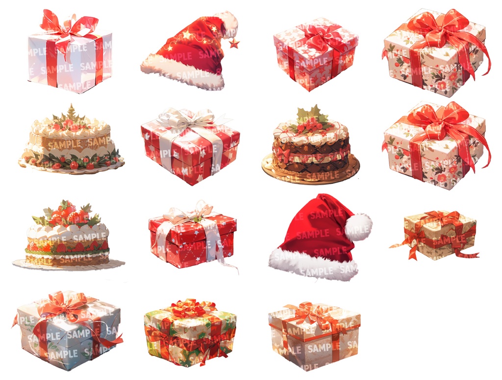 【背景/透過素材100点】クリスマスセット(png)