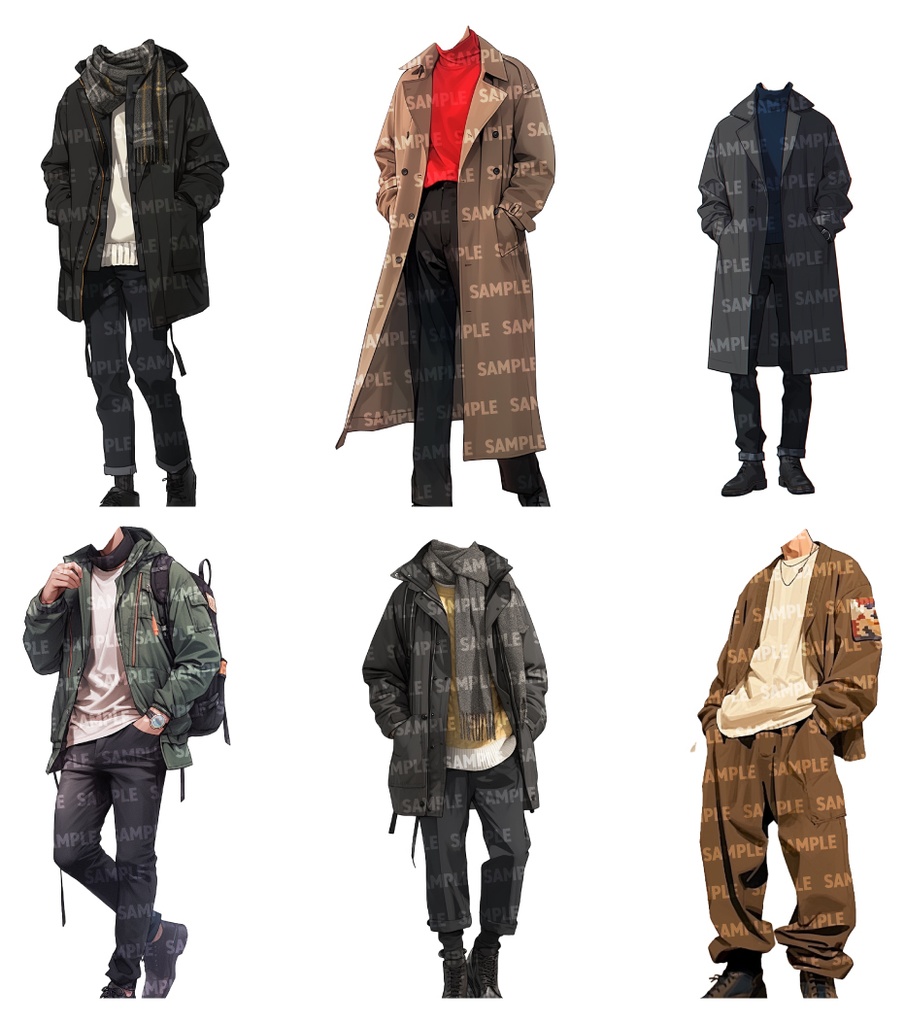 【立ち絵50点】冬服|男性(png)
