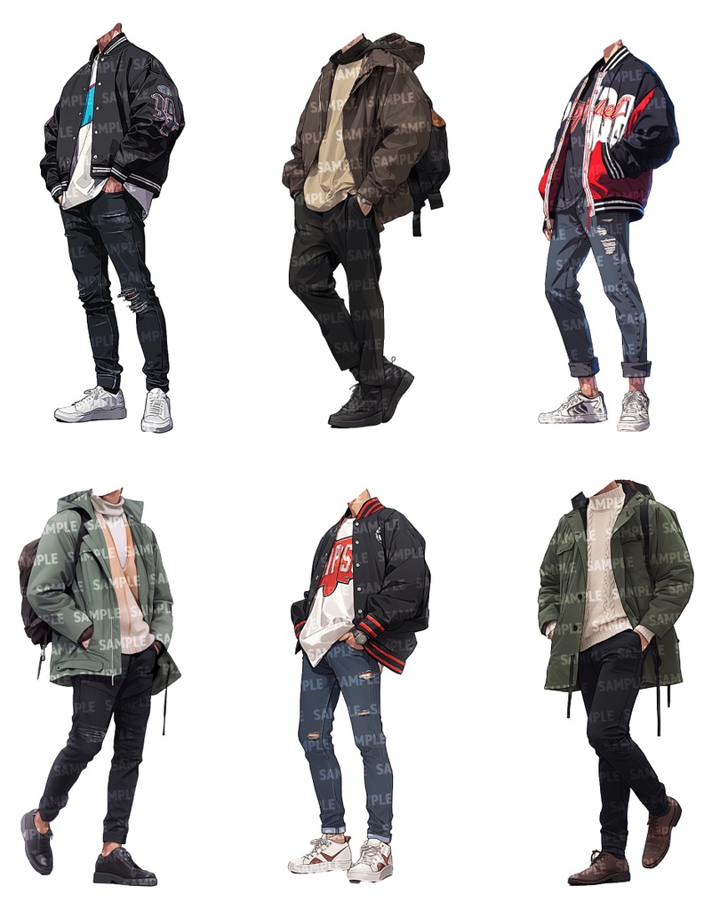 【立ち絵50点】冬服|男性(png)