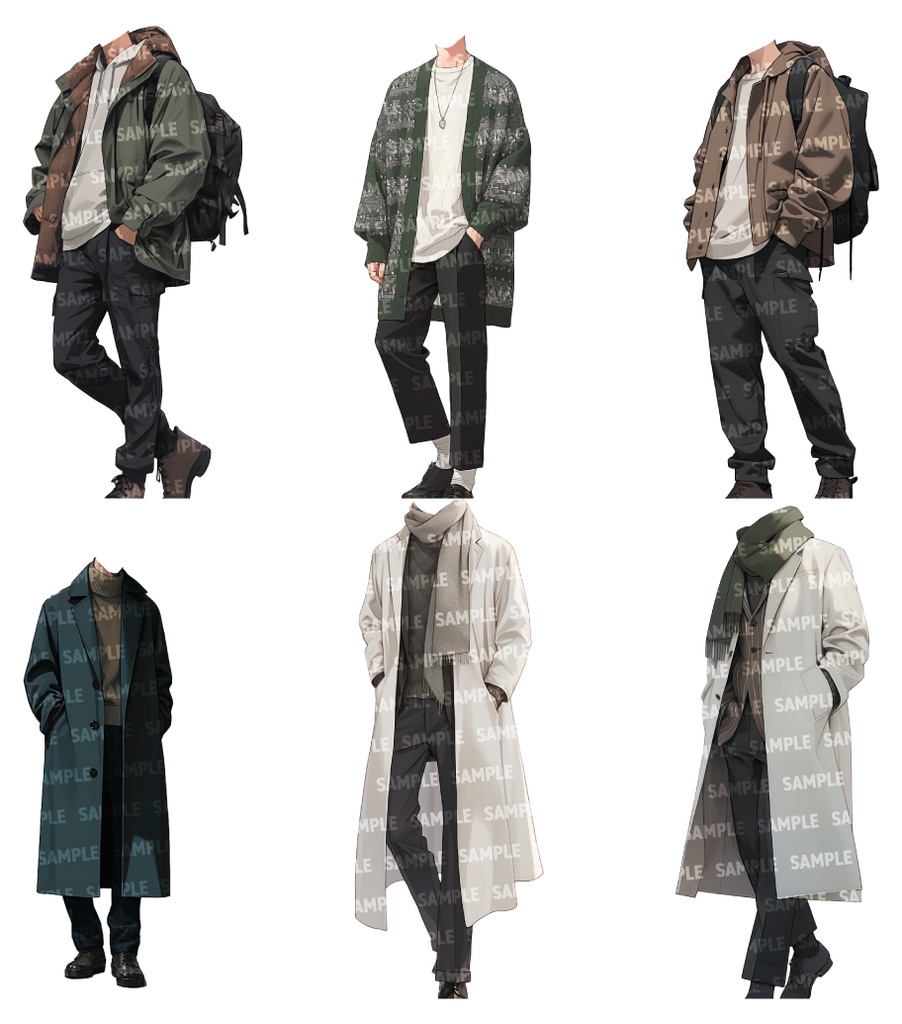 【立ち絵50点】冬服|男性(png)
