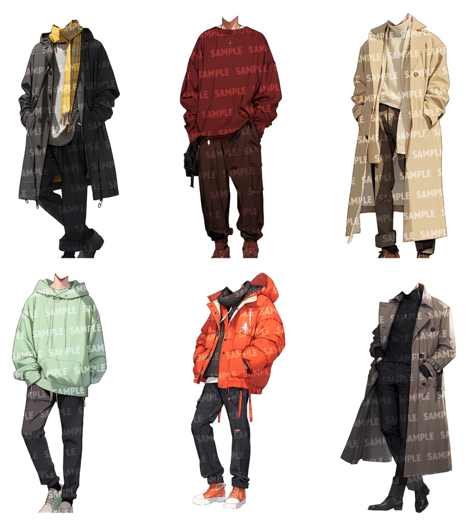【立ち絵50点】冬服|男性(png)