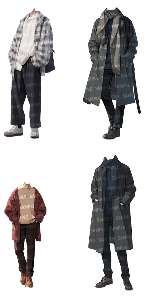 【立ち絵50点】冬服|男性(png)