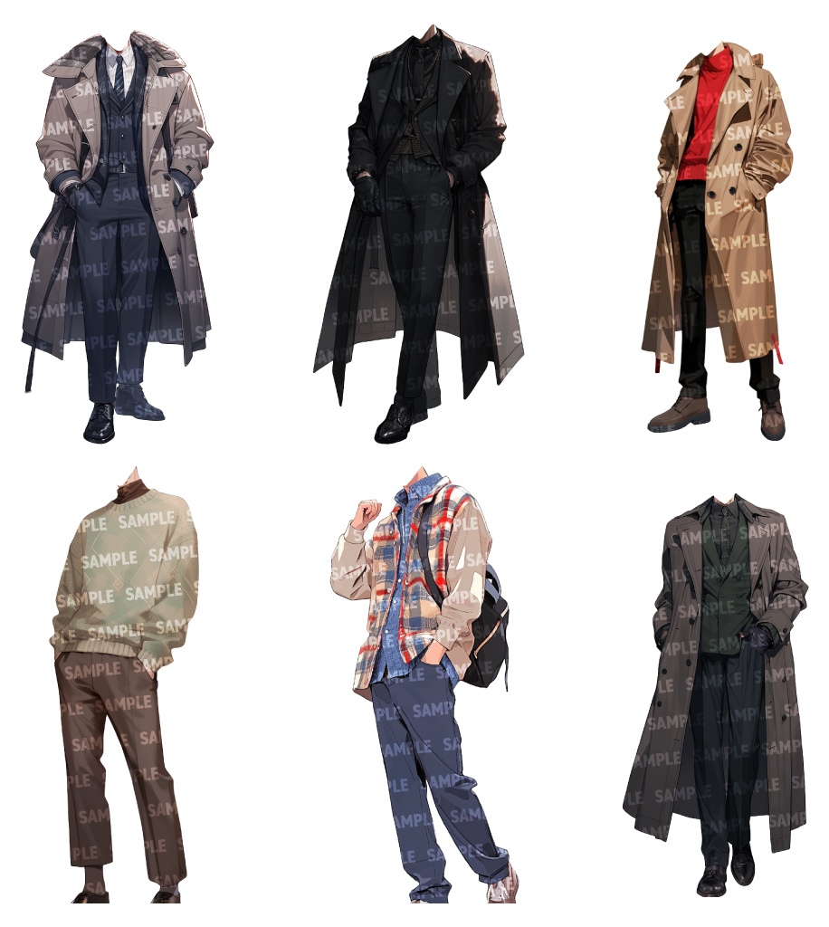 【立ち絵50点】冬服|男性(png)
