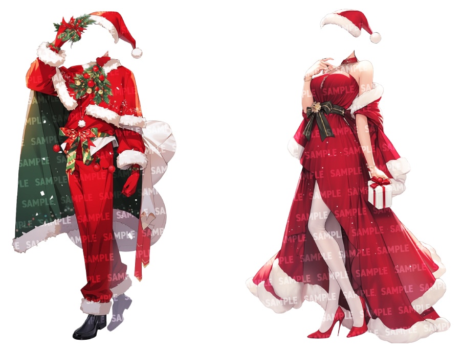 【立ち絵20点】サンタ|男女(png)