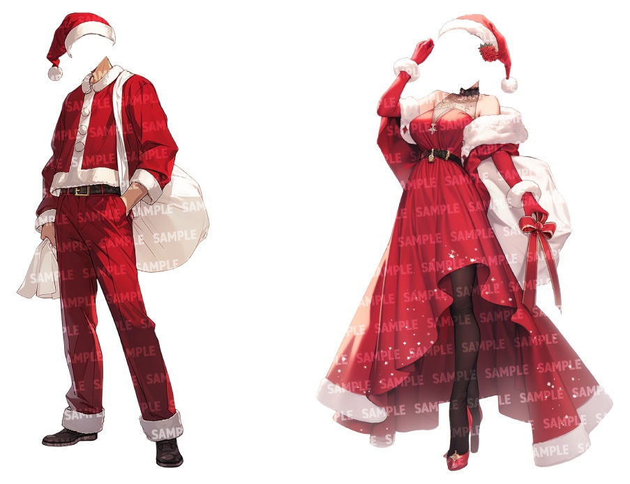 【立ち絵20点】サンタ|男女(png)