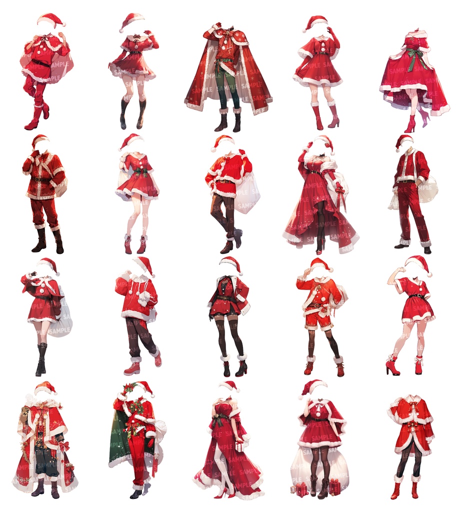【立ち絵20点】サンタ|男女(png)