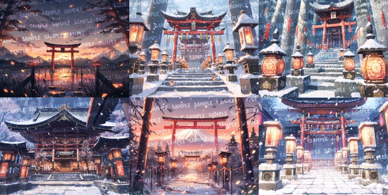 【背景/高画質立ち絵19点】お正月セット(png)