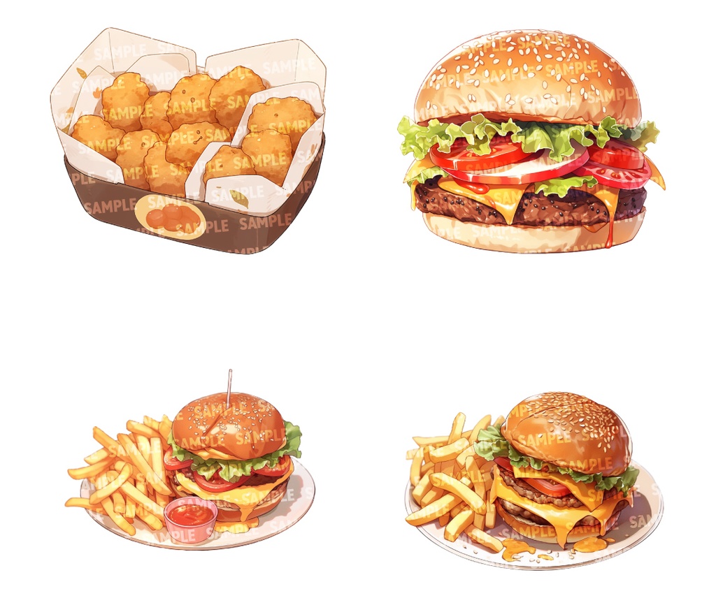 【透過素材50点】ファストフード(png)