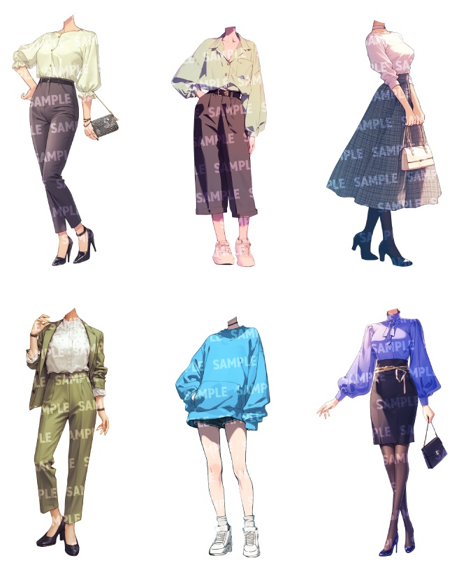 【立ち絵50点】春服|女性(png)