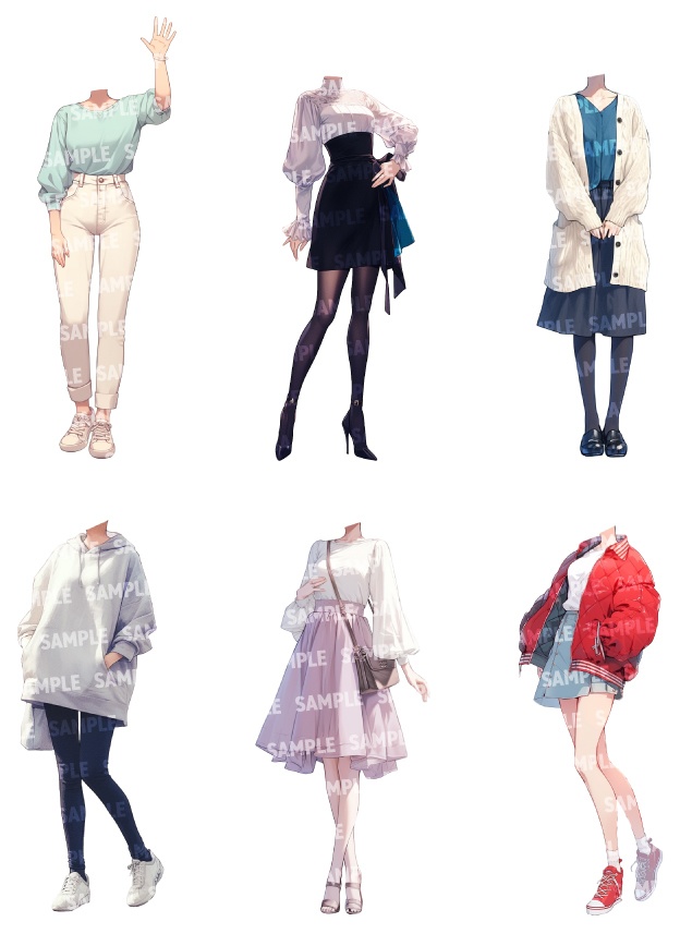 【立ち絵50点】春服|女性(png)