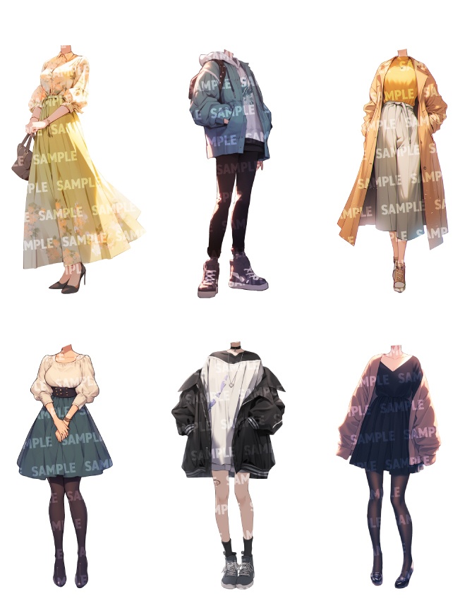 【立ち絵50点】春服|女性(png)