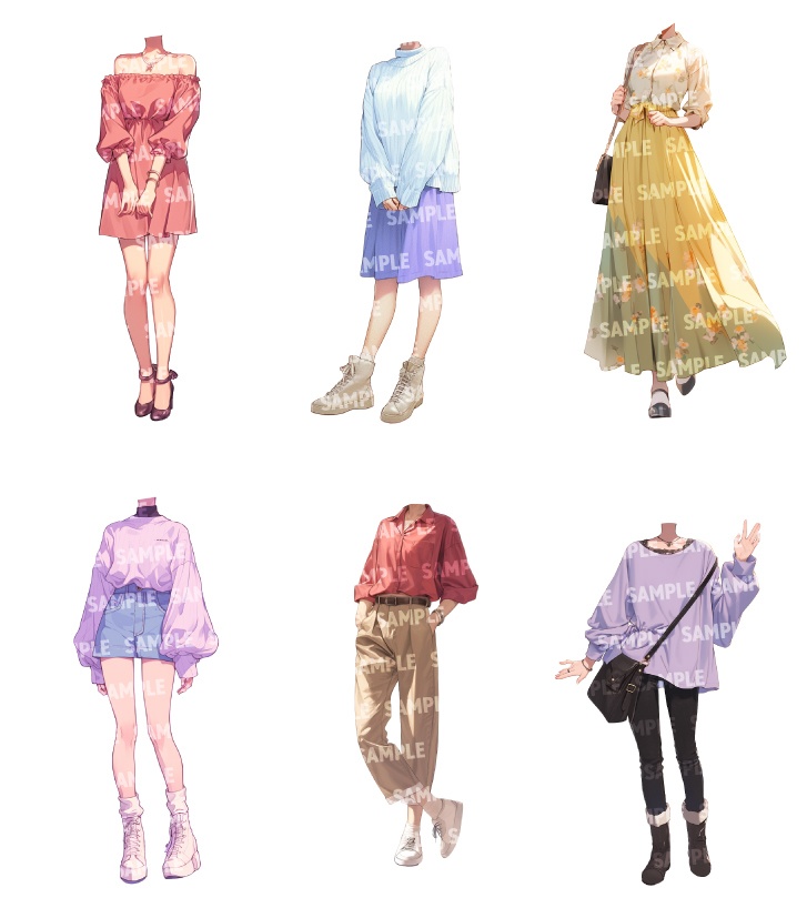 【立ち絵50点】春服|女性(png)