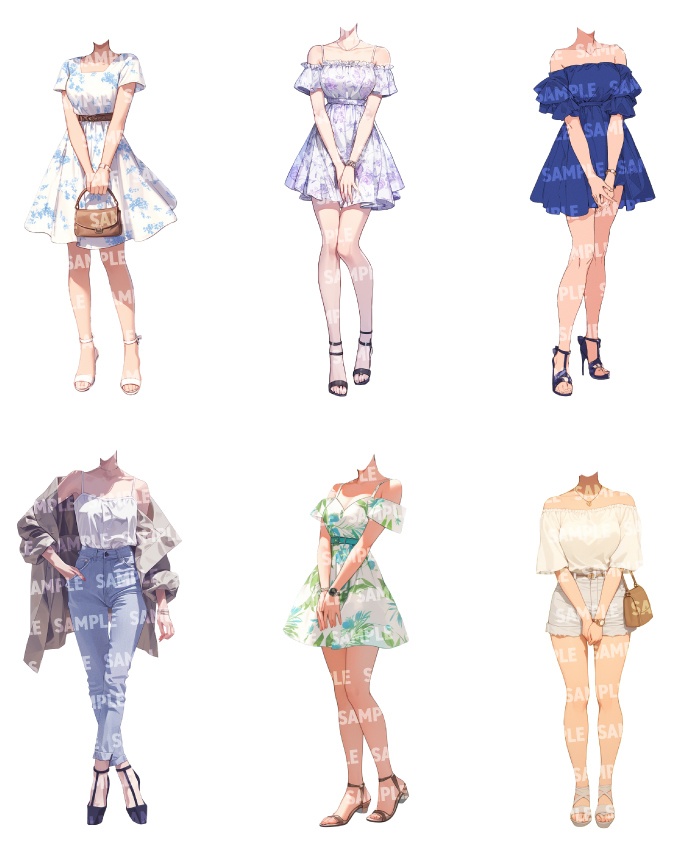 【立ち絵50点】夏服|女性(png)
