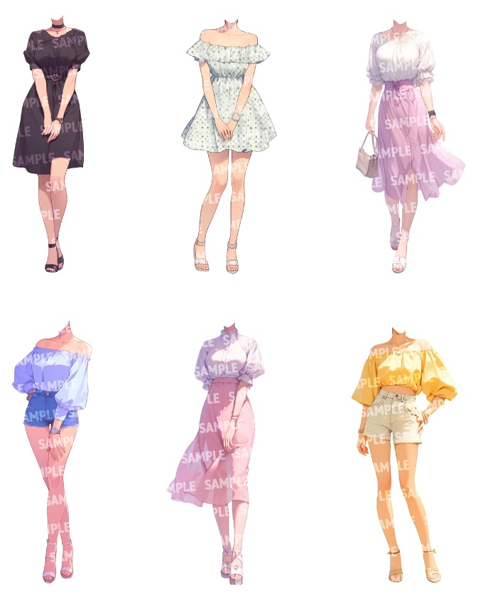 【立ち絵50点】夏服|女性(png)
