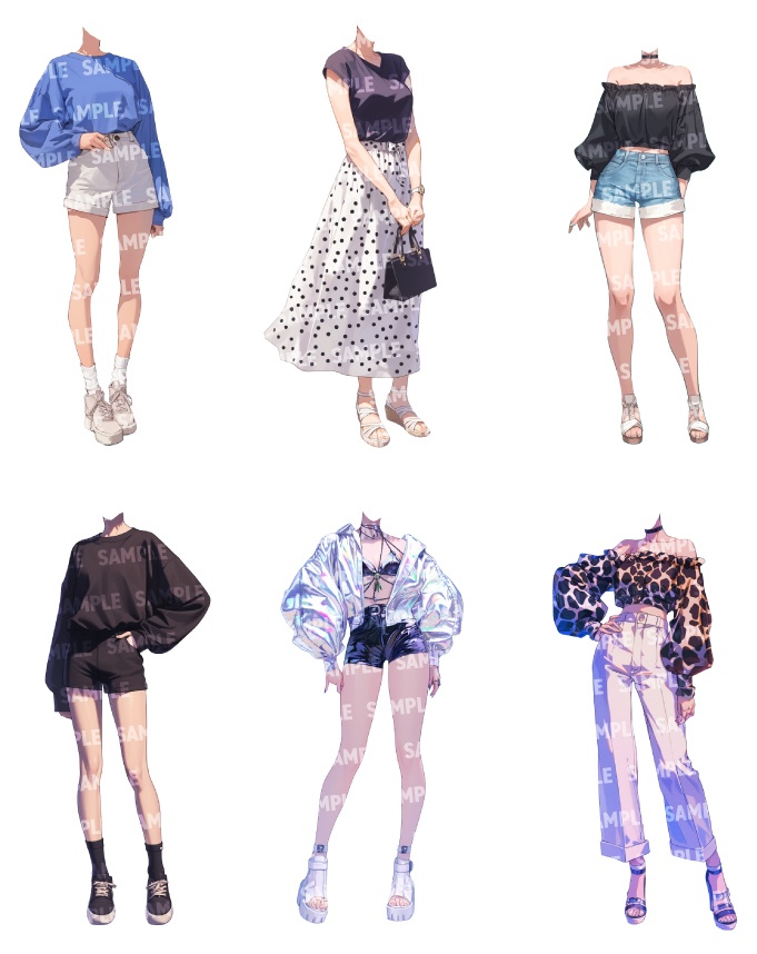 【立ち絵50点】夏服|女性(png)