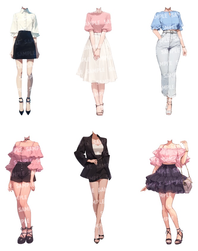 【立ち絵50点】夏服|女性(png)