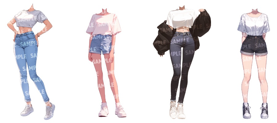 【立ち絵50点】夏服|女性(png)