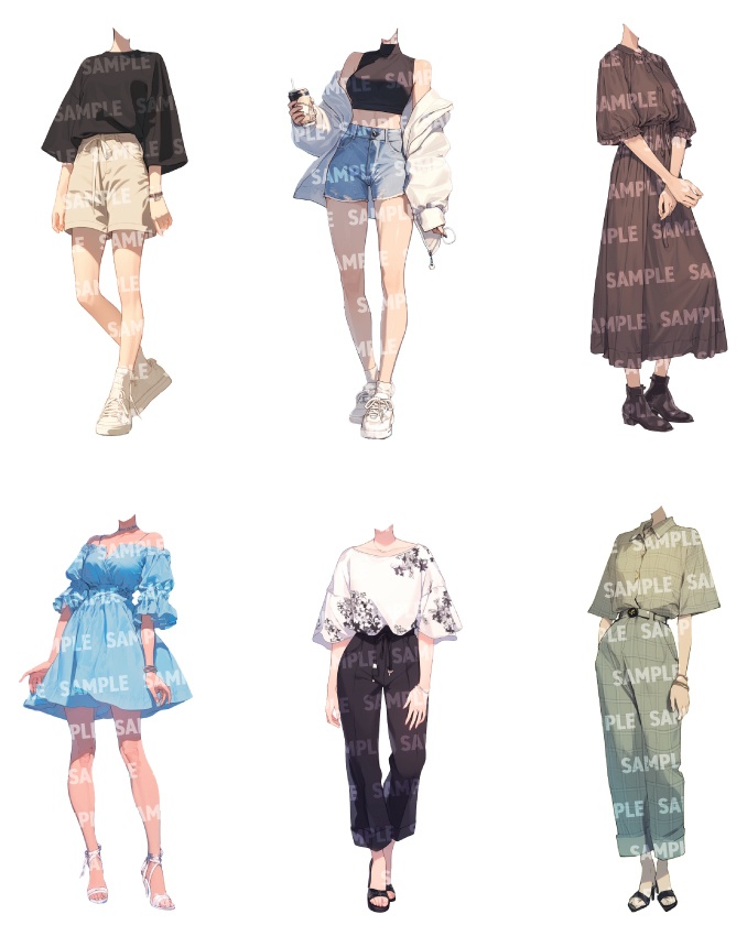 【立ち絵50点】夏服|女性(png)