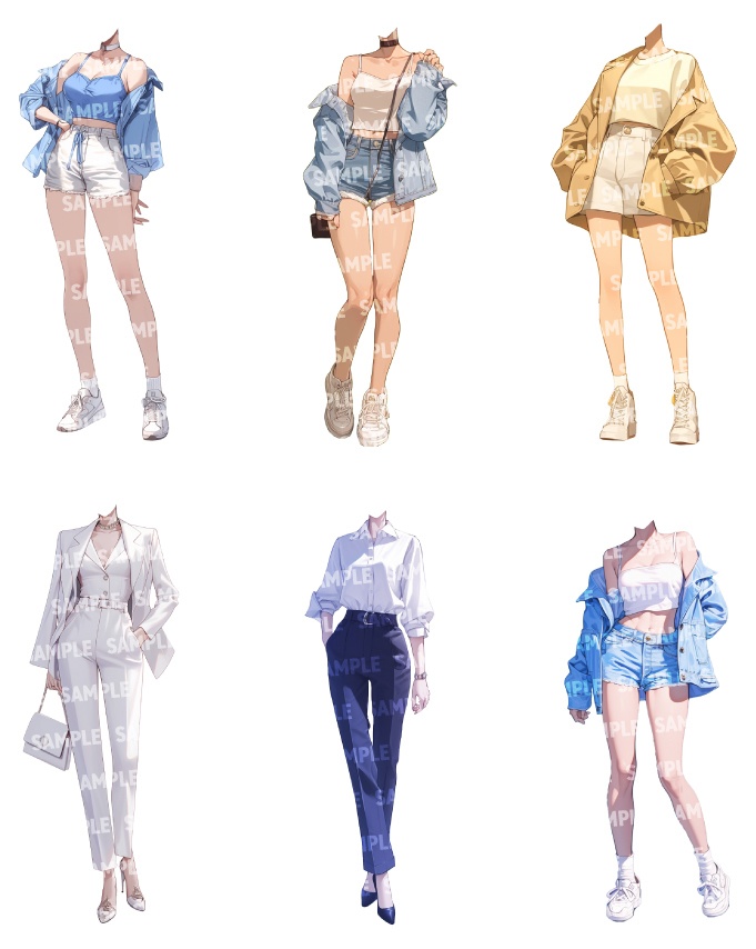 【立ち絵50点】夏服|女性(png)