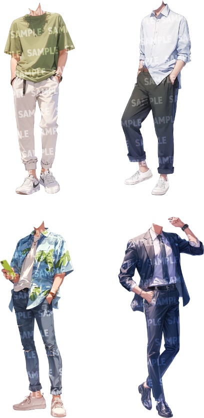 【立ち絵50点】夏服|男性(png)