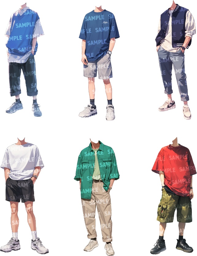 【立ち絵50点】夏服|男性(png)