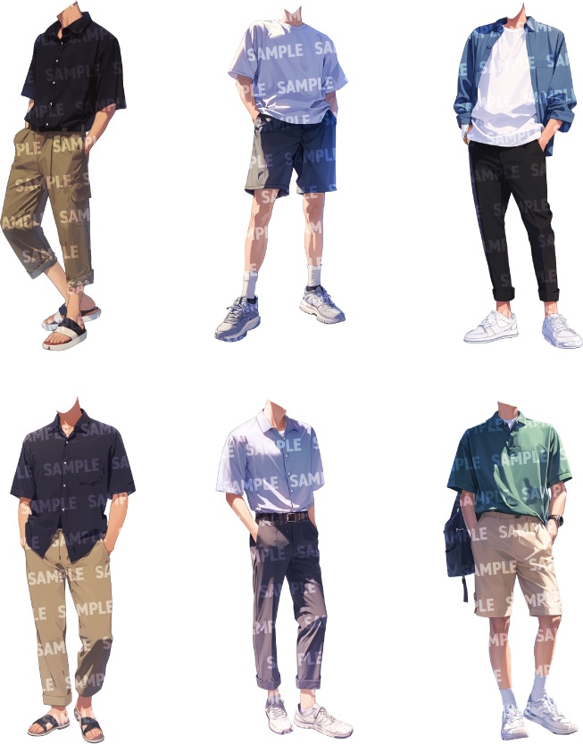 【立ち絵50点】夏服|男性(png)