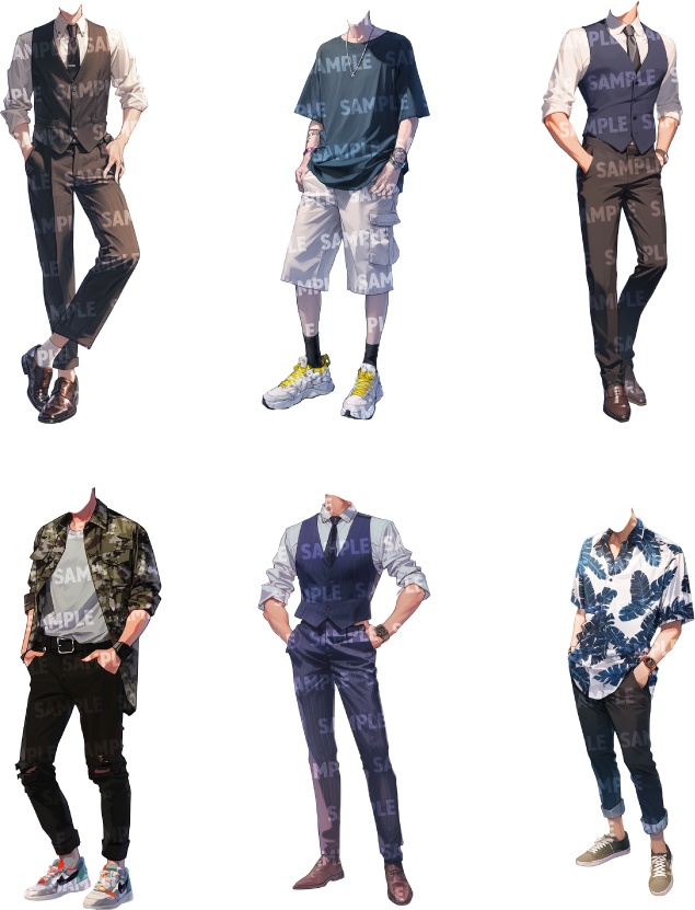【立ち絵50点】夏服|男性(png)