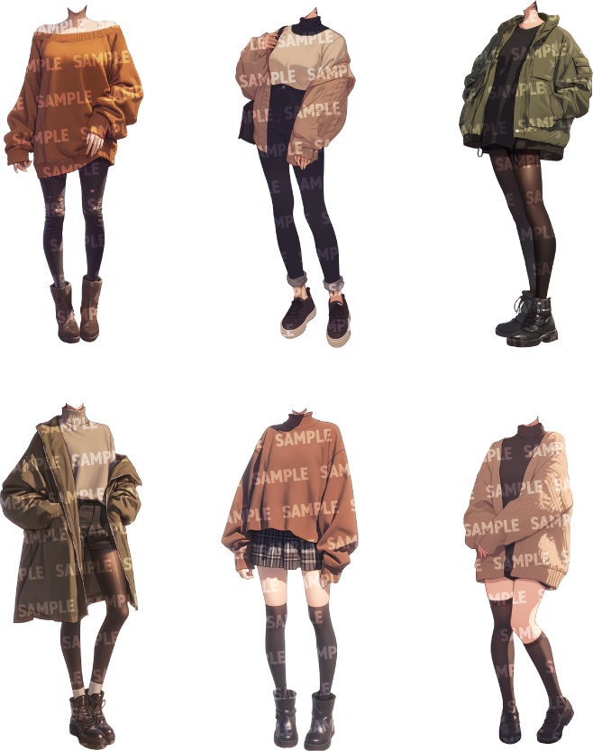 【立ち絵50点】秋服|女性(png)