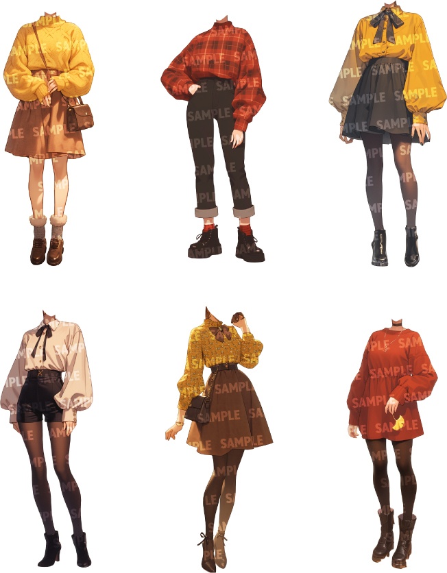 【立ち絵50点】秋服|女性(png)