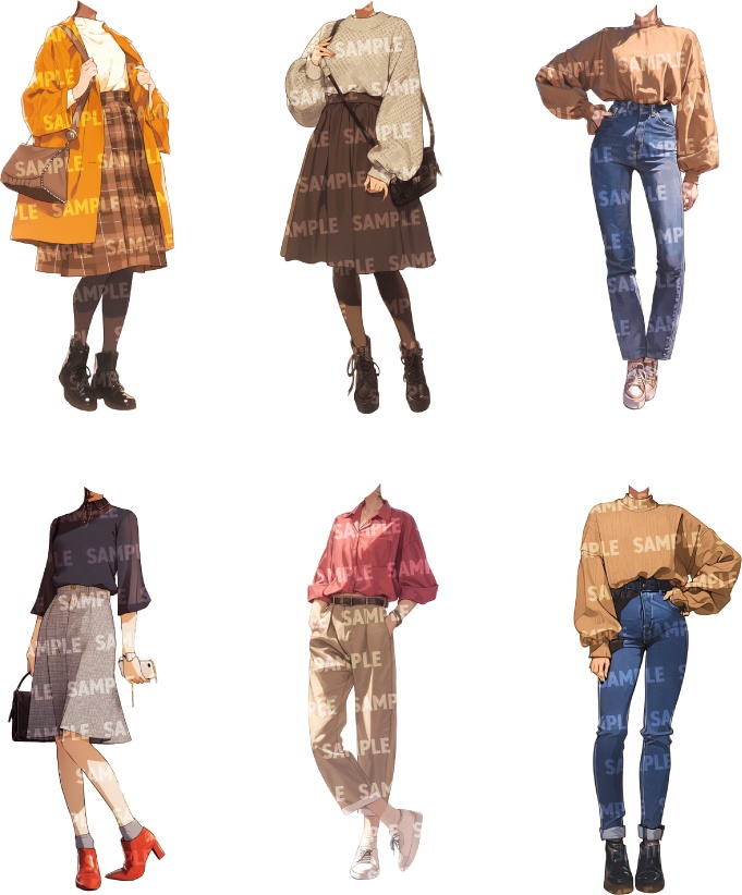 【立ち絵50点】秋服|女性(png)