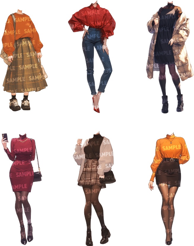 【立ち絵50点】秋服|女性(png)