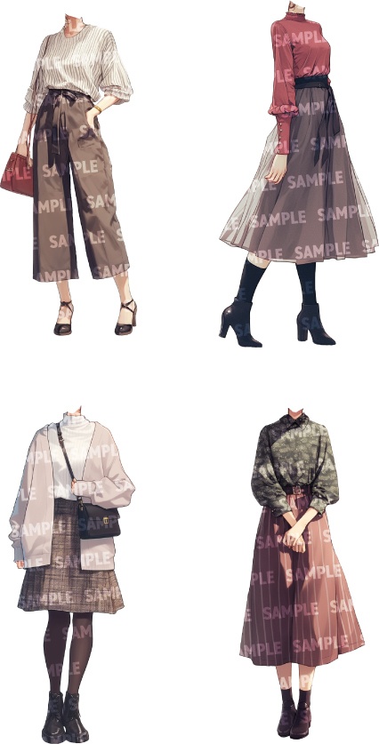 【立ち絵50点】秋服|女性(png)