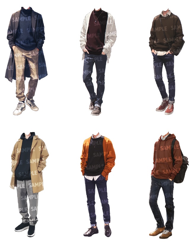 【立ち絵50点】秋服|男性(png)
