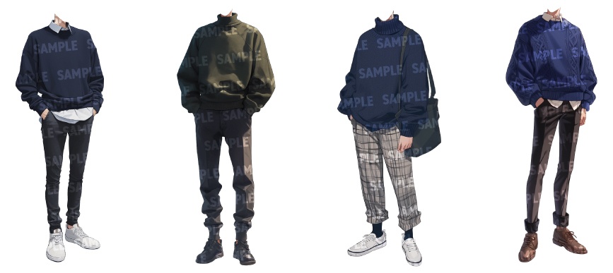 【立ち絵50点】秋服|男性(png)