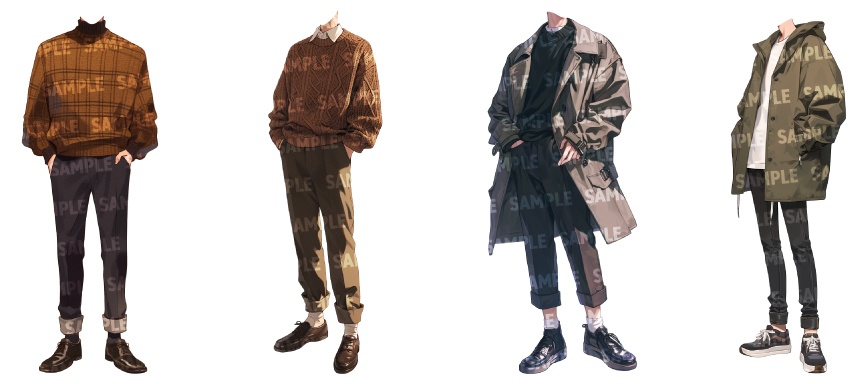 【立ち絵50点】秋服|男性(png)