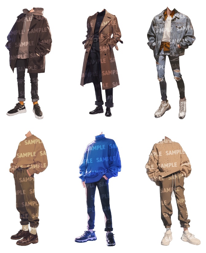 【立ち絵50点】秋服|男性(png)