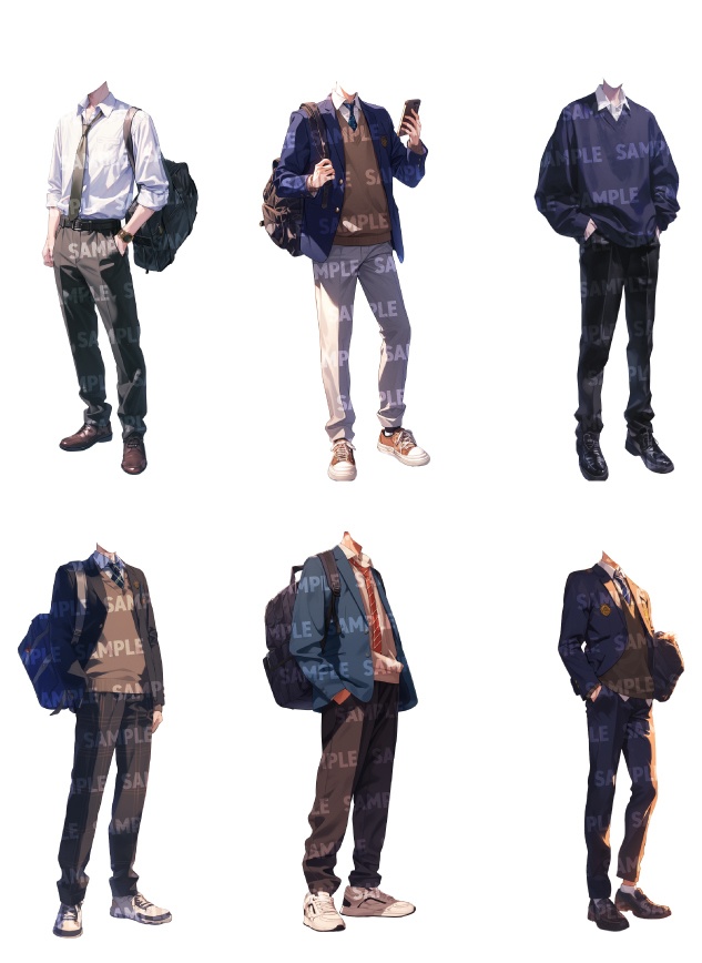 【立ち絵50点】学生|男性(png)