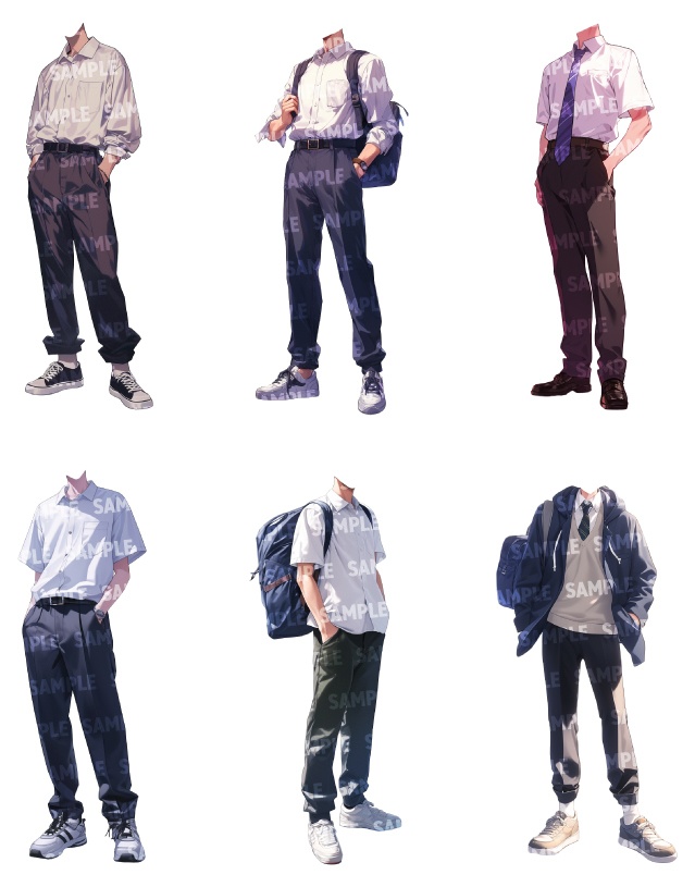【立ち絵50点】学生|男性(png)
