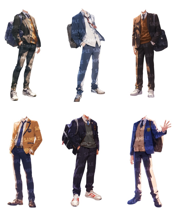 【立ち絵50点】学生|男性(png)