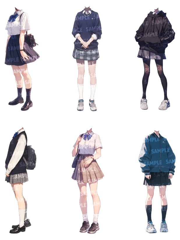 【立ち絵50点】学生|女性(png)