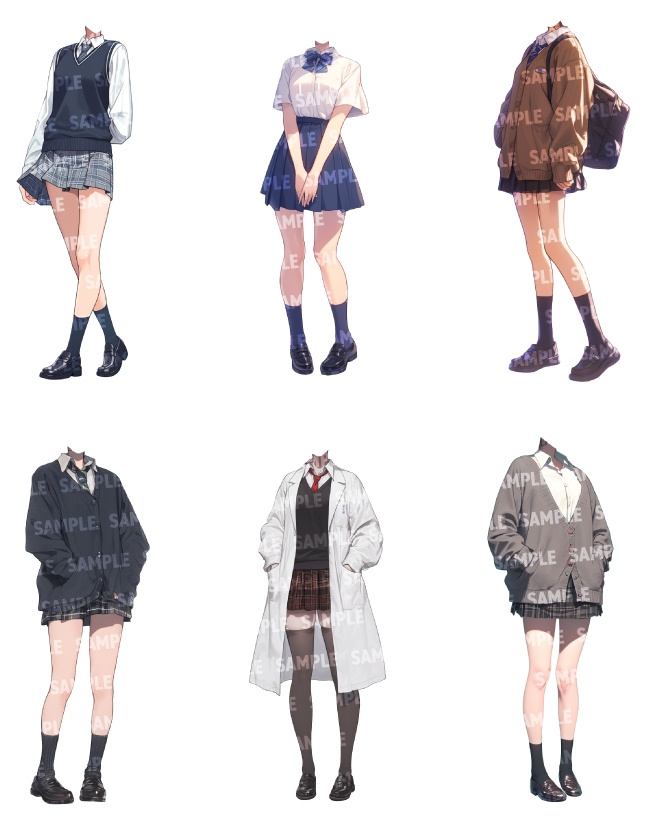 【立ち絵50点】学生|女性(png)