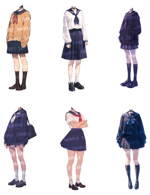 【立ち絵50点】学生|女性(png)